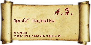 Apró Hajnalka névjegykártya